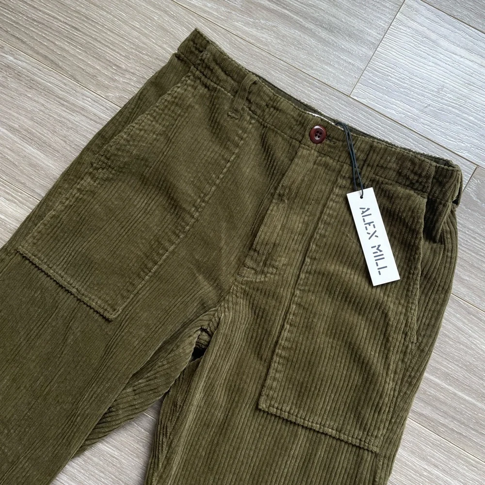NWT Alex Mill Women’s Neil Straight Leg Pant Corduroy Sz 2 Green 100% Cotton - Picture 6 of 14